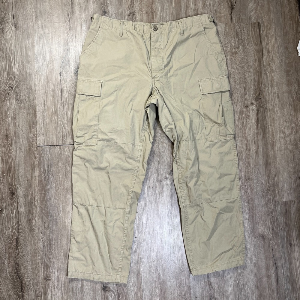 PROPPER Men's Button Fly Trouser Cargo Pants Ripstop Large Tan 60/40 Twill